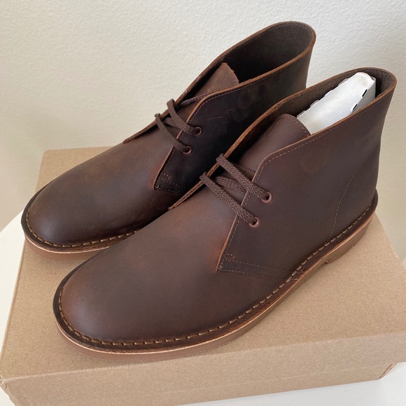 New in the Box Clarks Men's Bushacre 2 Dark Brown Leather Boots Size US 9 - Picture 1 of 9